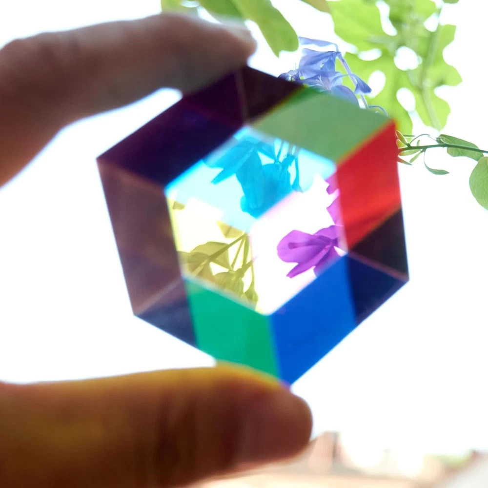 Acrylic CMY Color Cube 1.6 Inch Prism for Science Education Desk Decoration