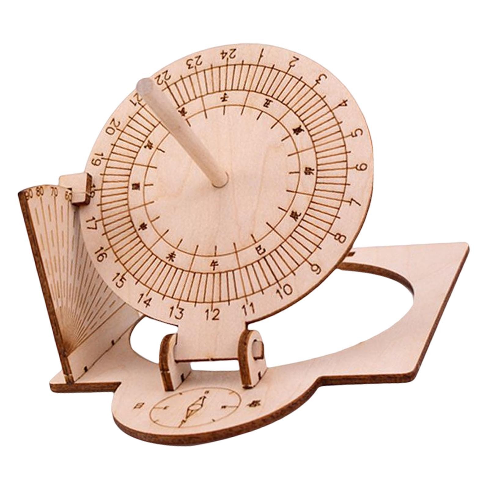 Equatorial Sundial Clock DIY Wooden Building Kit Manual Assembly Model