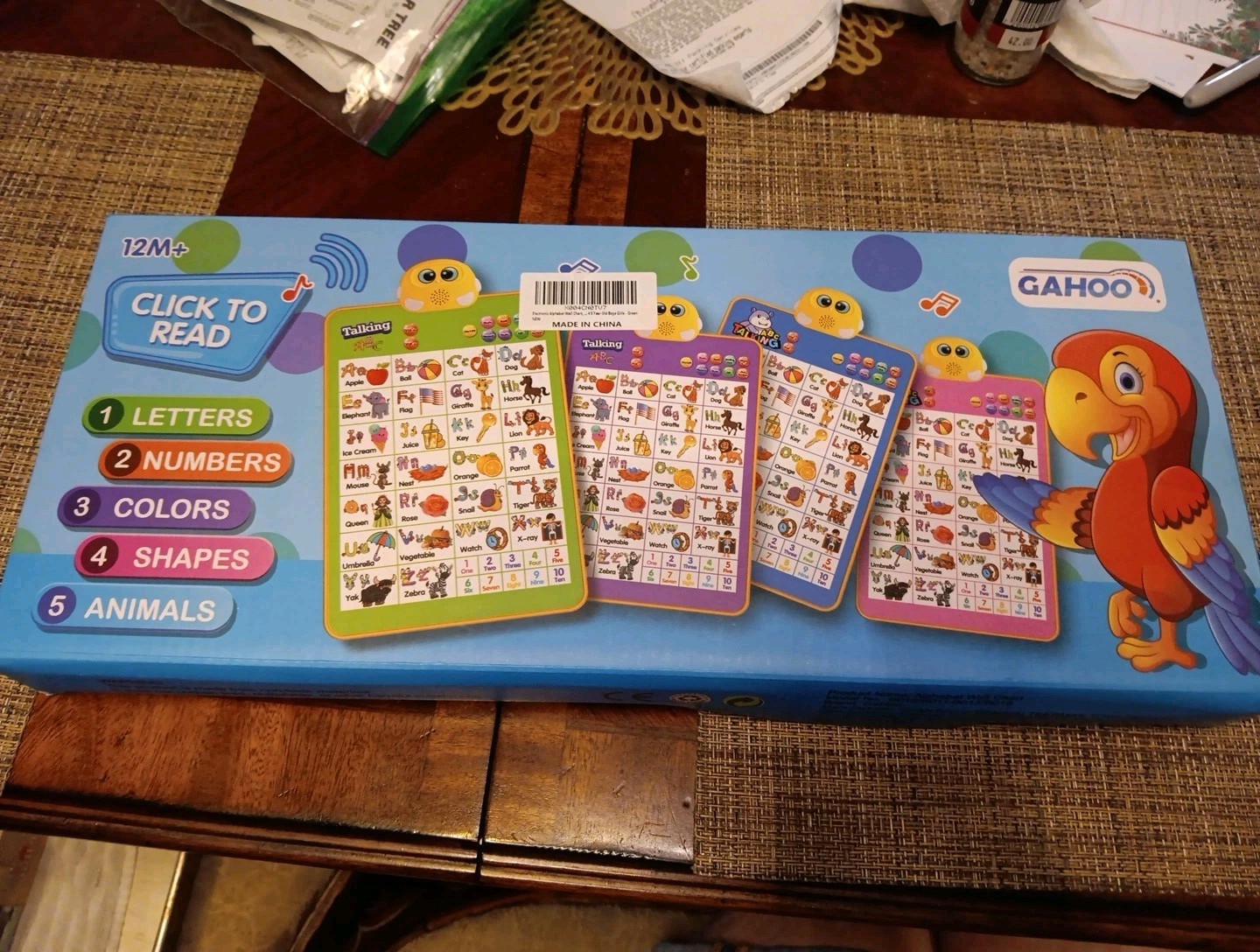 Gahoo CLICK TO READ Wall Chart Letters Numbers Colors Shapes Animals 12M+ NIB