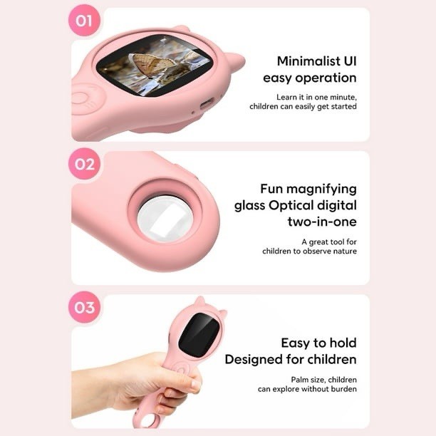 Microscope for Kids – Portable Handheld Magnifying Glass Digital Microscope