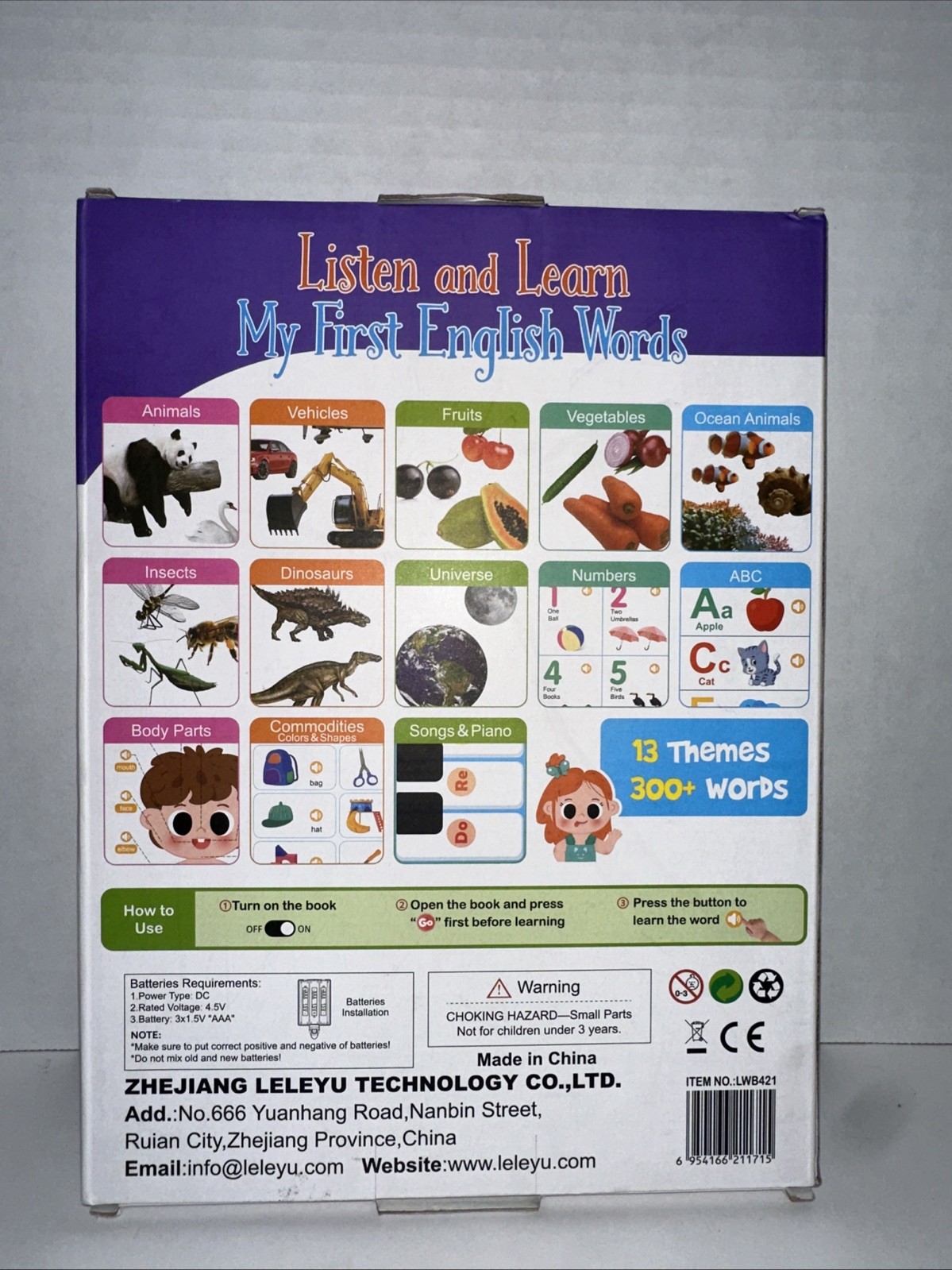 Leleyu English Words Sound Book Interactive Speak & Spell for Kids Ages 3-6