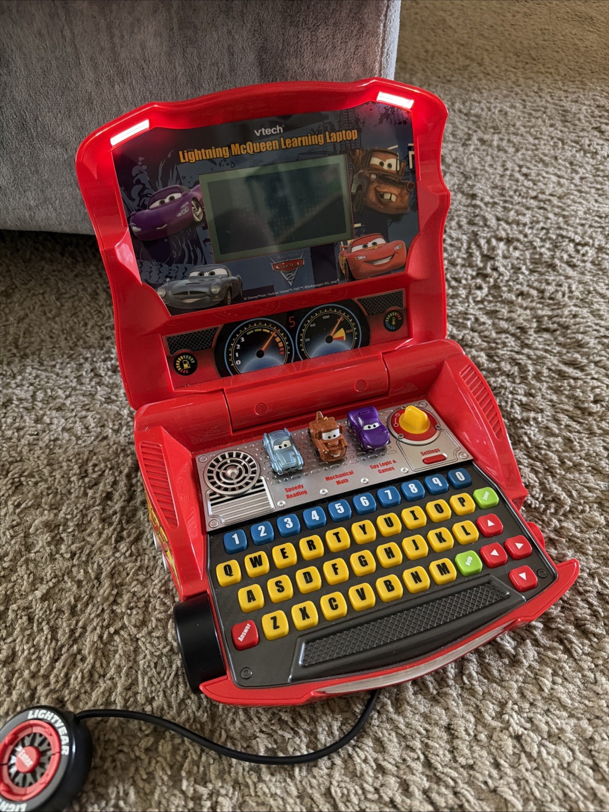VTech Disney Pixar Cars 2 Lightning McQueen Learning Laptop Tested Works Great!