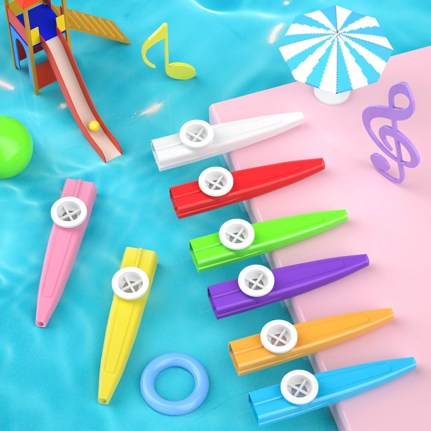 160 Pcs 8 Colors Plastic Kazoos Bulk for Kids, Sets for Christmas Party, Early C