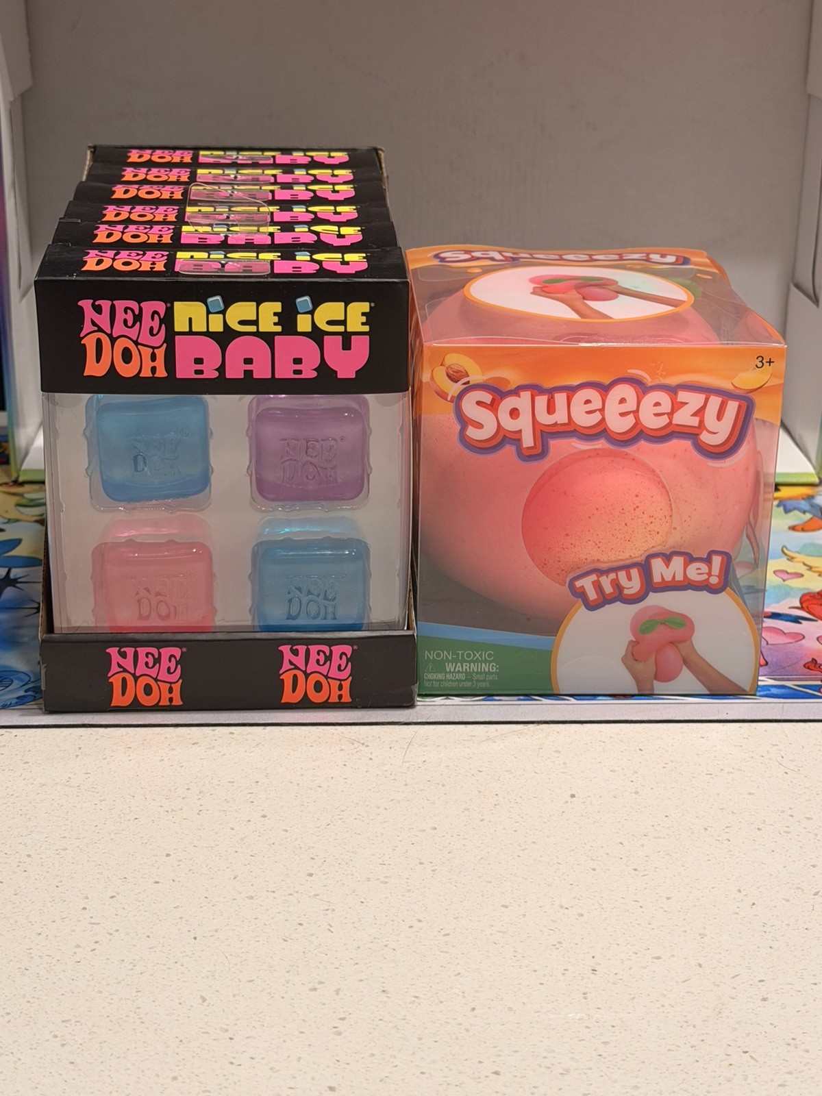 NeeDoh Nice Ice Baby 4 pack, Nee Doh Mini Nice Cube FULL CASE OF 6 + Peach 🍑