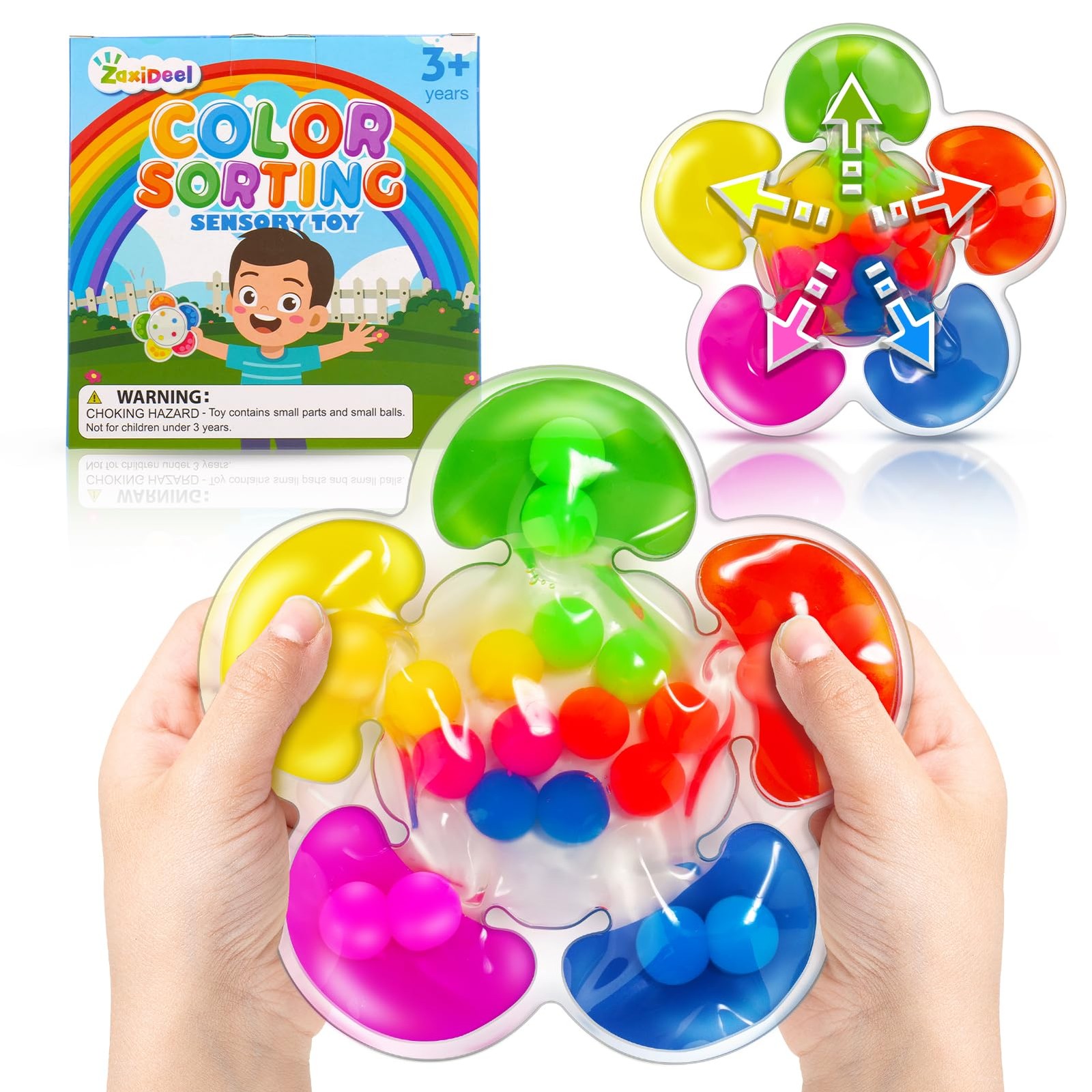 ZaxiDeel Color Sorting Toys Medium, Red, Orange, Yellow, Green, Blue, Purple