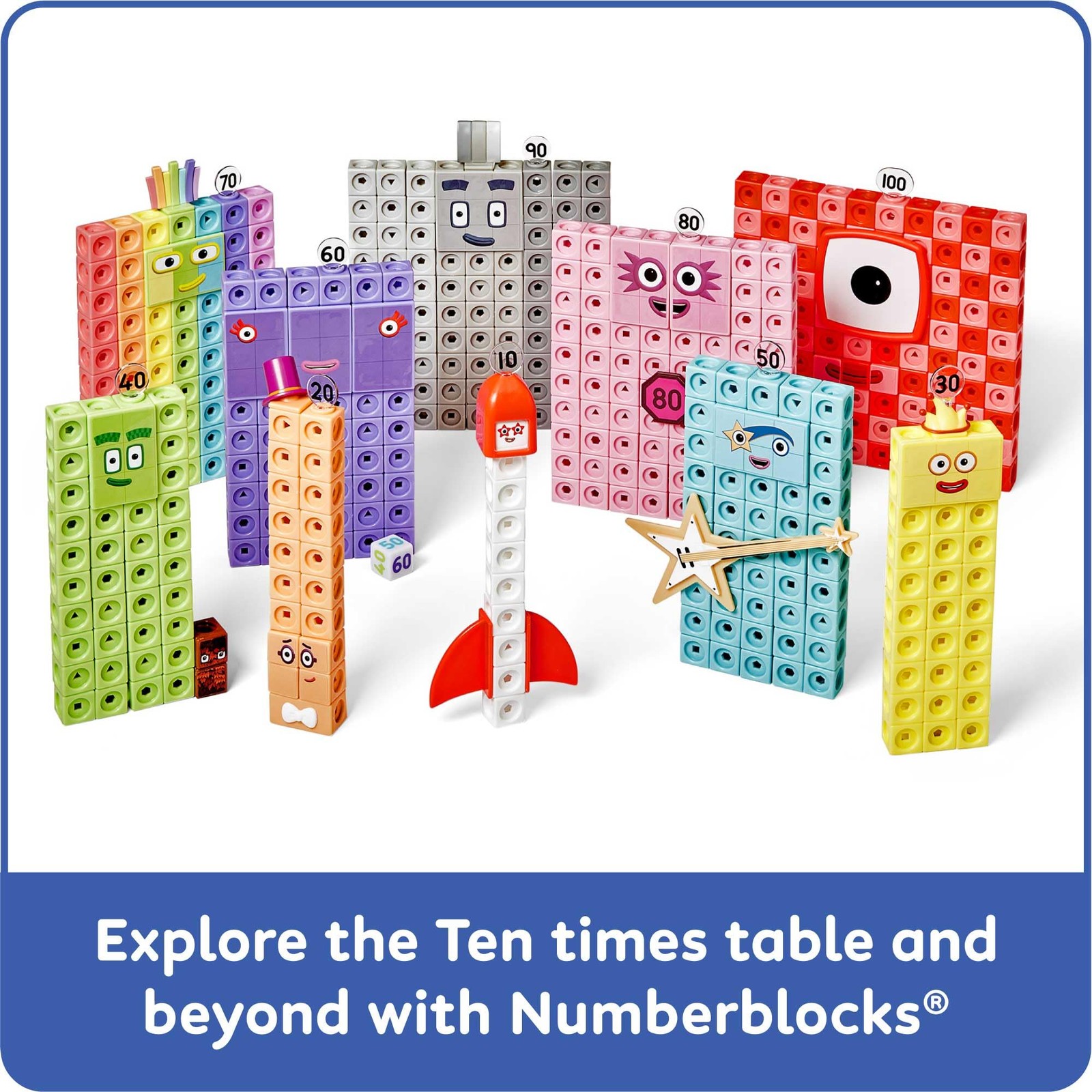 hand2mind Numberblocks Heroes with Zeroes MathLink Red, Blue, Green, Yellow