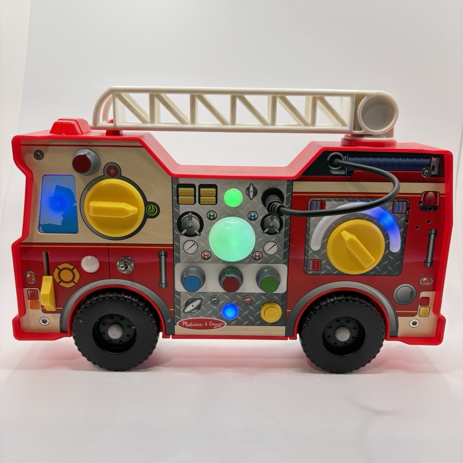 Melissa & Doug Wooden Fire Truck Toy Kids Vehicle Pretend Play- Activity Board