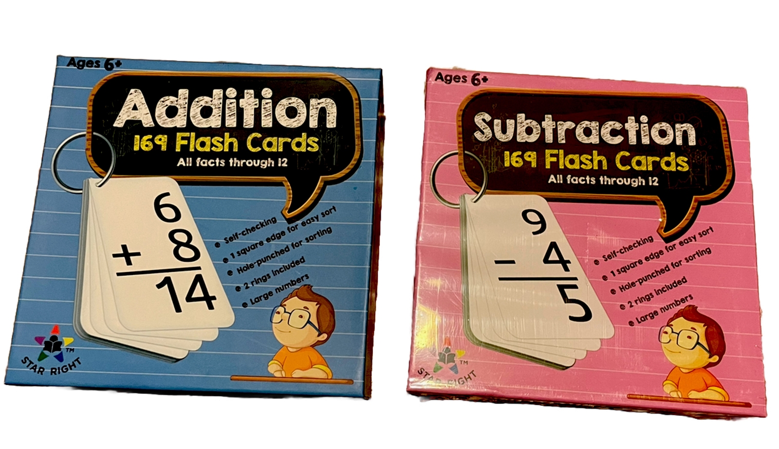 Star Right Subtraction and Addition flash cards – 169 flash cards each