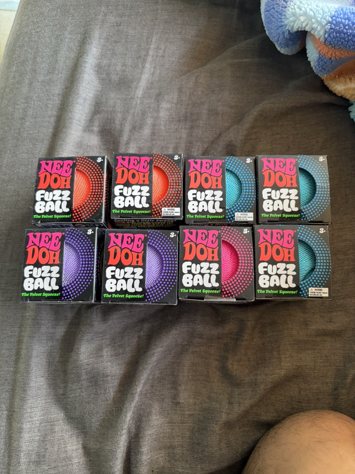 LOT OF 8: Nee Doh Needoh FUZZ BALL Flower Power The Velvet Squeeze Fuzzball NEW