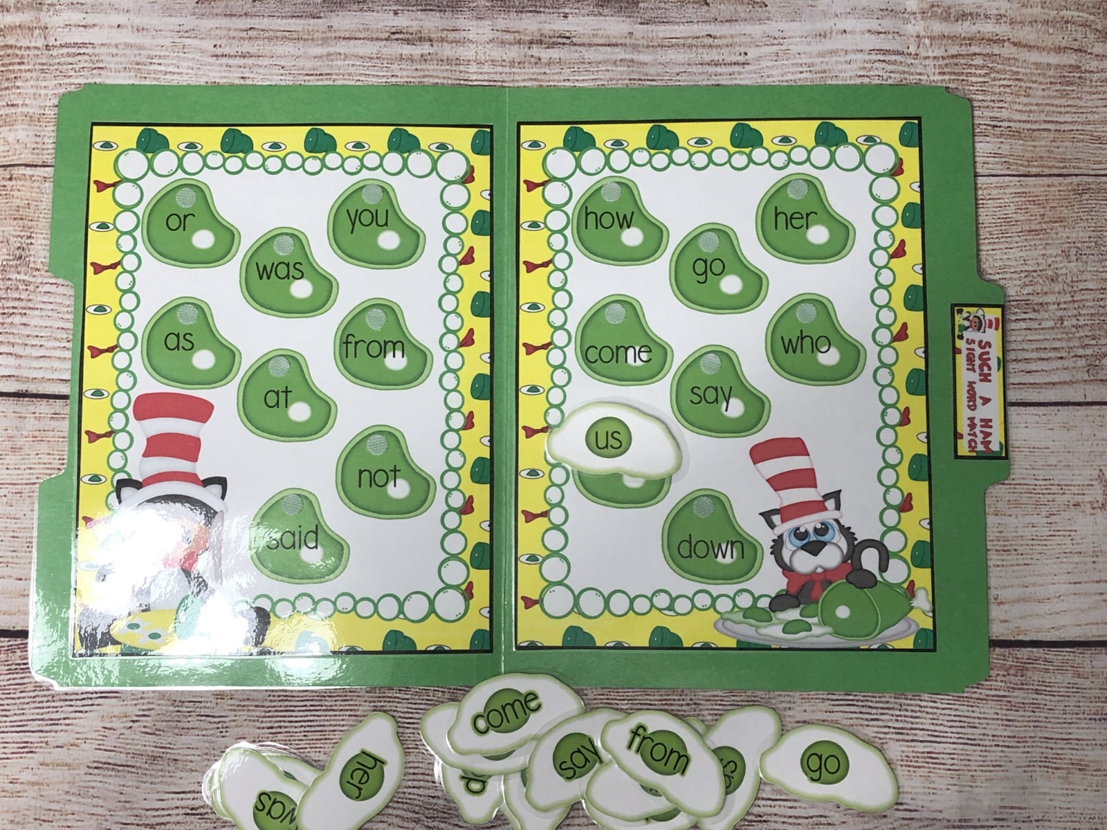 Such a Ham Sight Words Match File Folder Game Reading Kindergarten First Grade