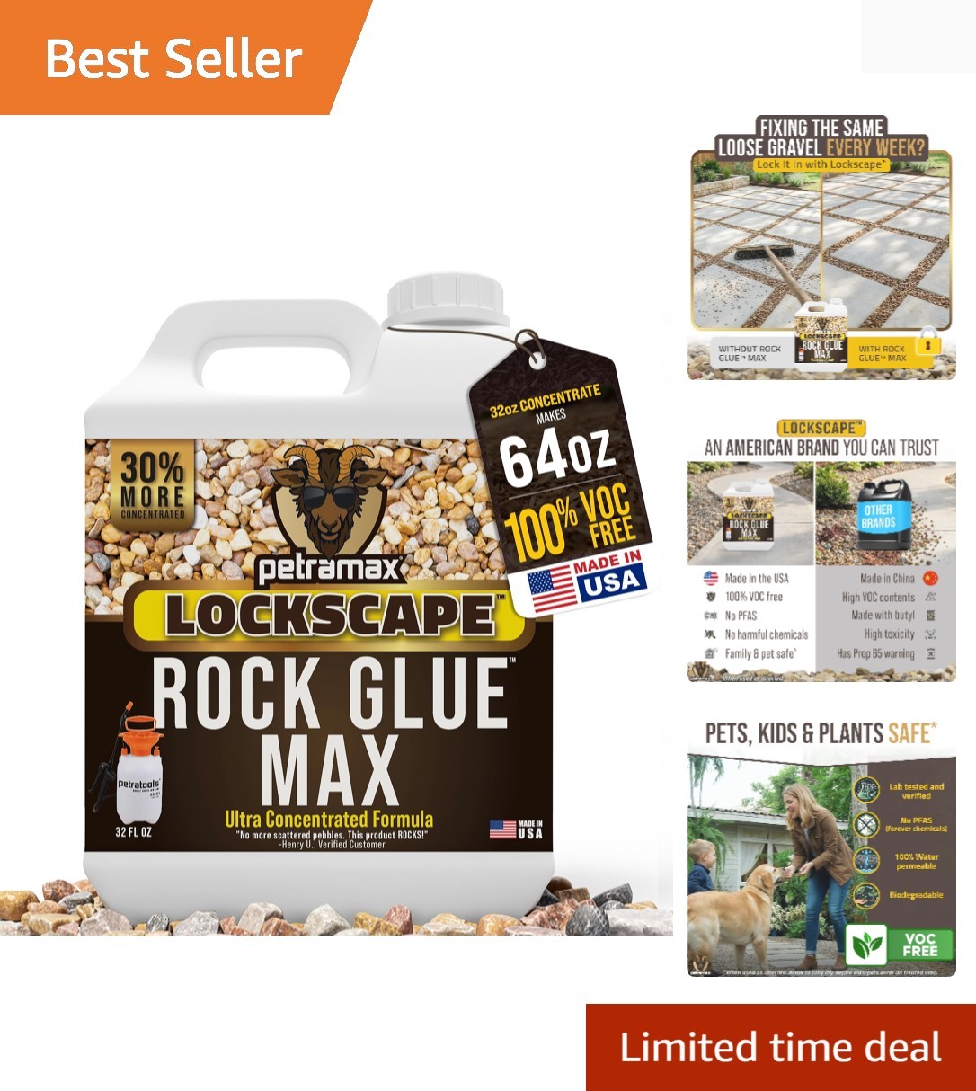Max Rock Glue for Landscaping, 32 Ounce – Ground Coverage & Pet Safe Mulch Gl…
