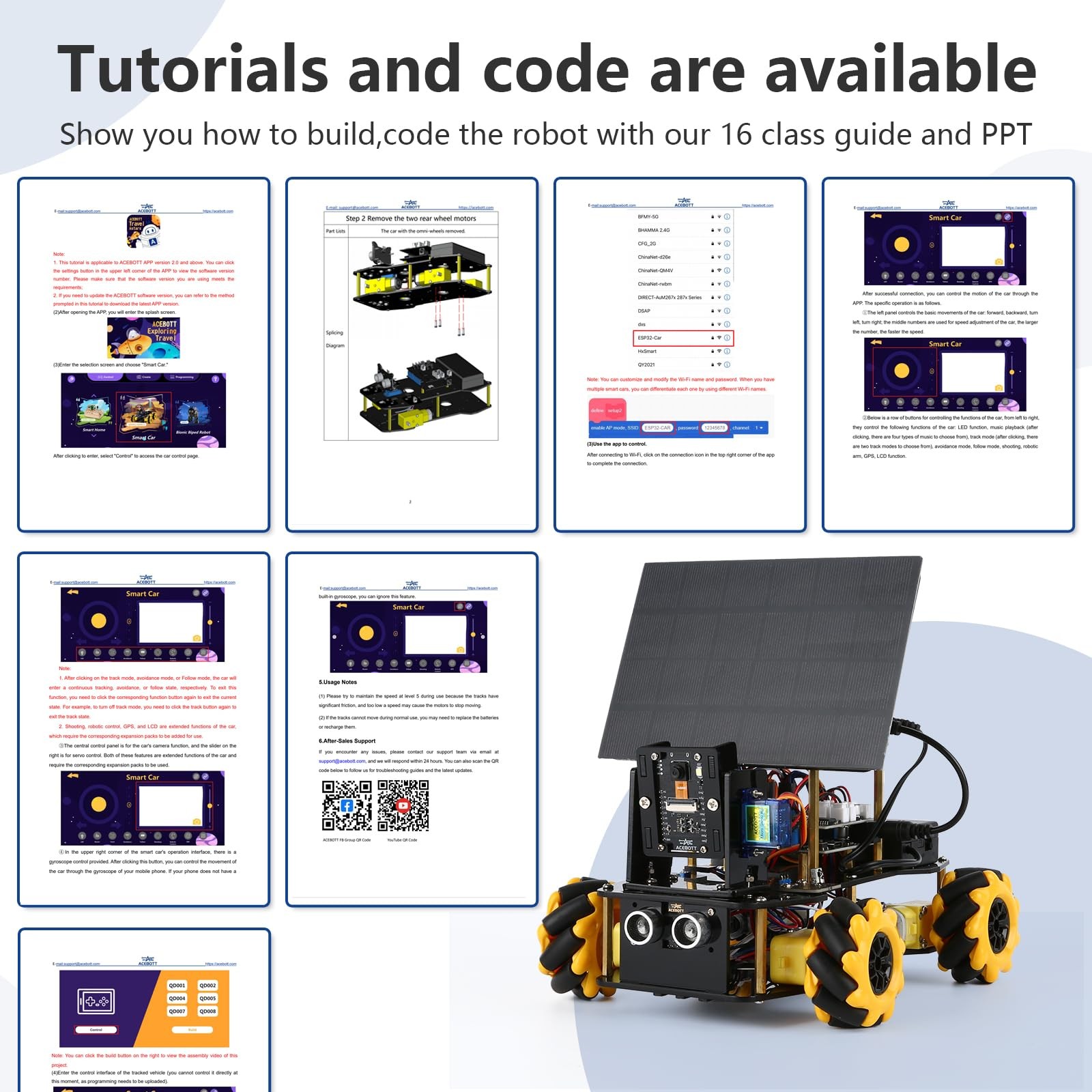 4-in-1 ESP32 Solar Robot Car, 4WD Remote Control Car Robotics Kit for 8-12 12…