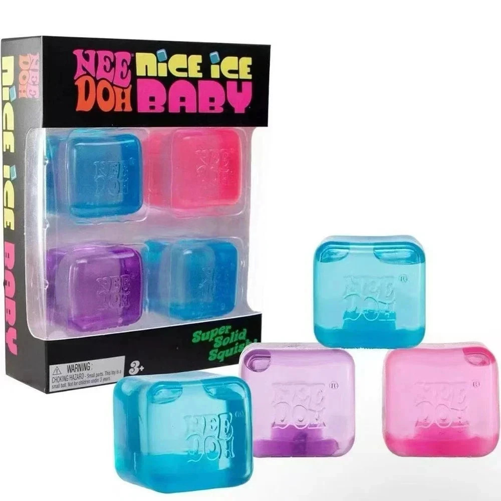 Needoh Nice Ice Baby 4 Pack Mini Cubes Squishy Stress Fidget Toy Authentic*