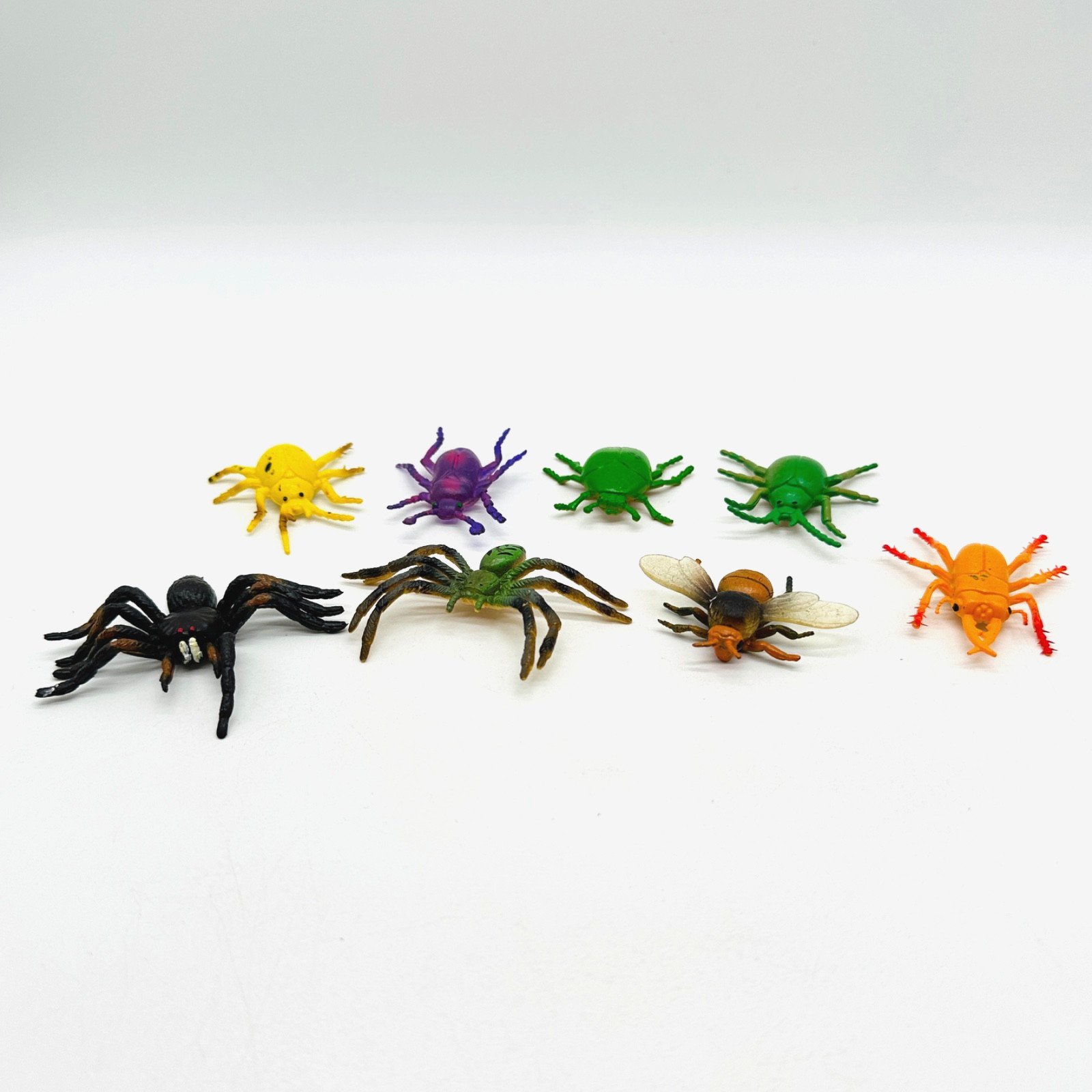 Lot of 8 Spiders Insects Beetles Plastic Rubber Small Toy PVC Nature Science