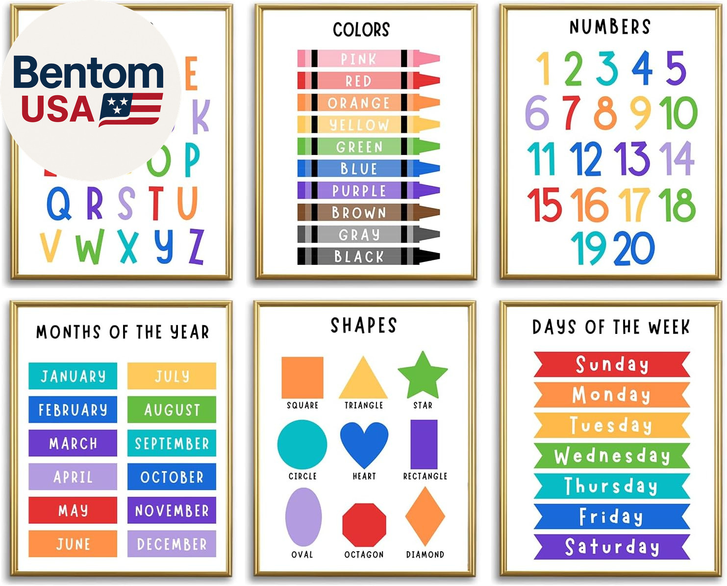 Educational Preschool Learning Posters,Alphabet ABC Posters for Toddlers Classro