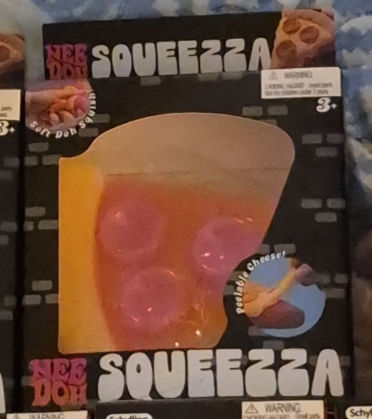 NeeDoh SQUEEZZA Pizza Slice Squishy Toy NEE DOH Squeeza Toy Box A Bit Crimped