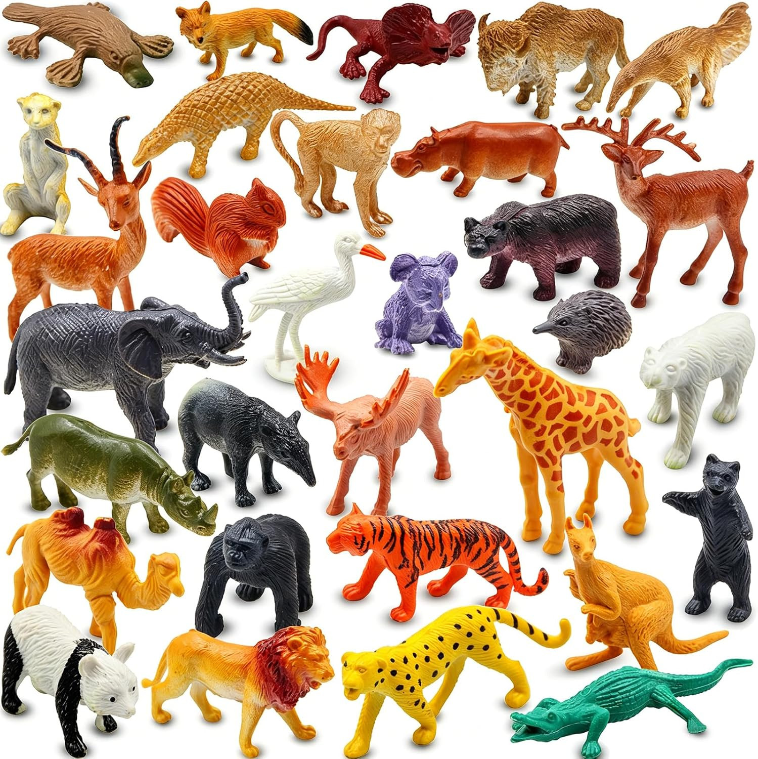 Realistic Mini Wild Zoo Animals Figurines Toys 32 Pcs Gift Set for Education and