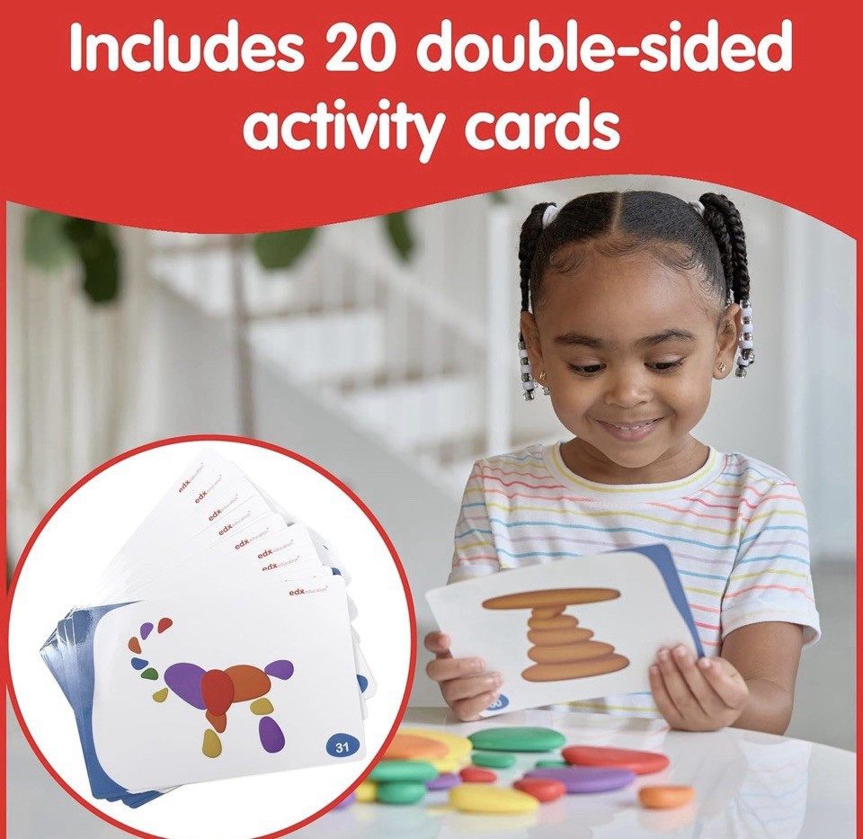 Set of 36 Sorting and Stacking Stones with 20 Activity Cards Home Learning New