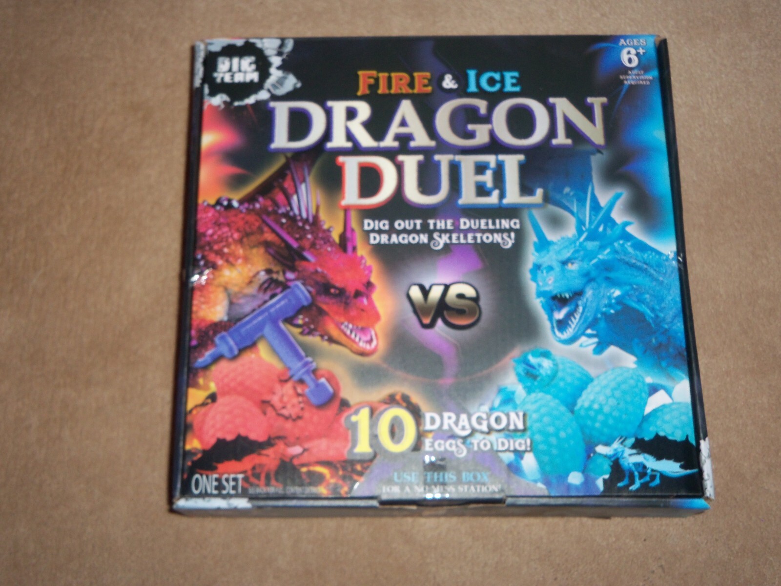 NEW, The Dig Team Fire And Ice Dragon Duel With 10 Dragon Eggs Stem Toy Dig Set