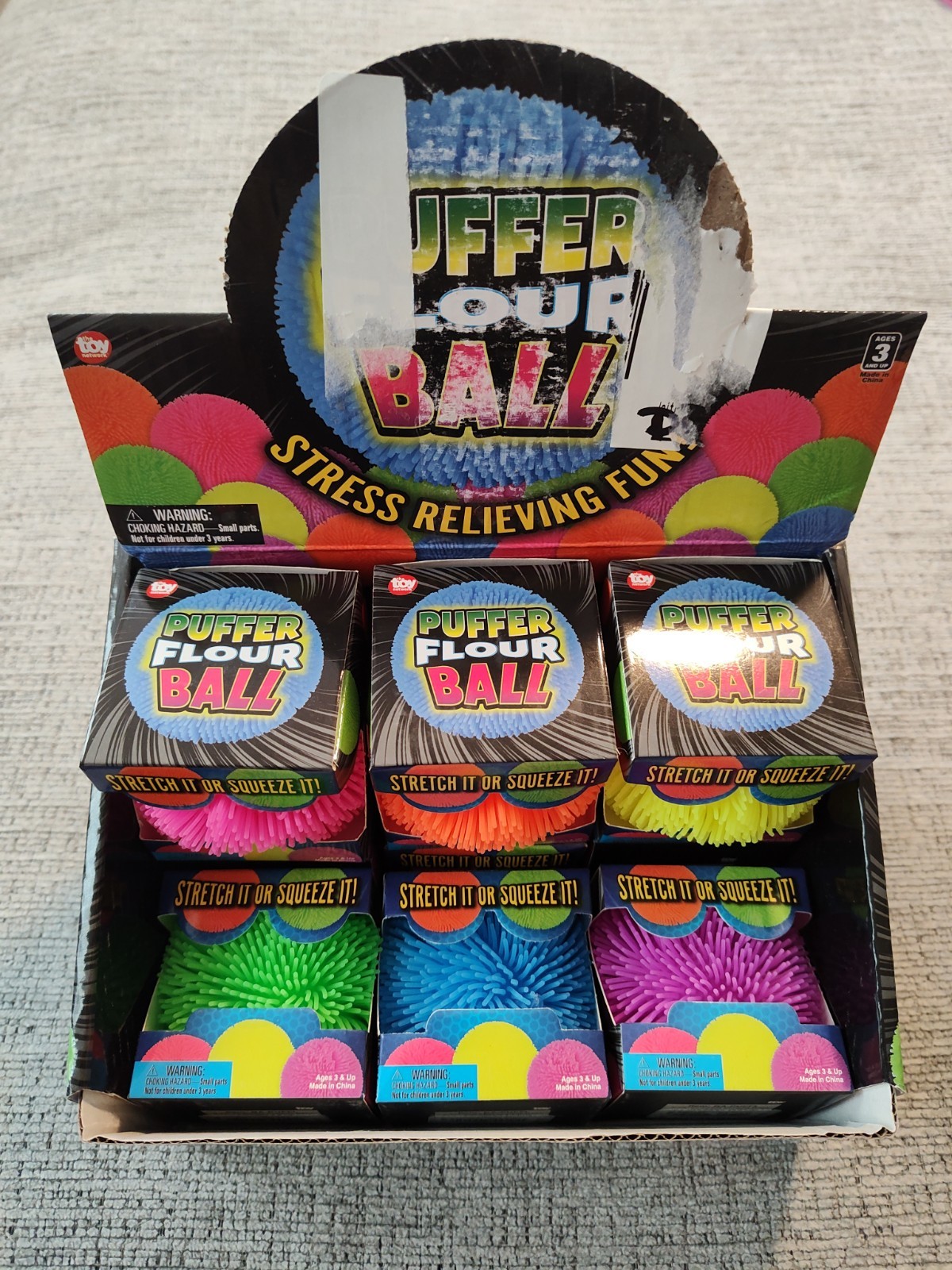 11 Puffer Flour Balls with Display Box – Squishy, Similar to Shaggy Needoh