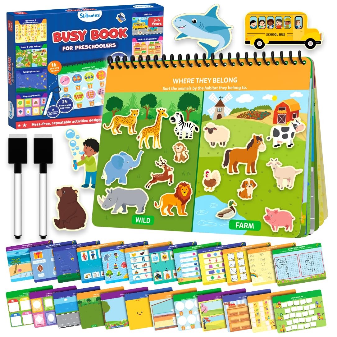 Busy Book for Preschoolers – Preschool Learning Activities, Mess-Free & Pre-A…