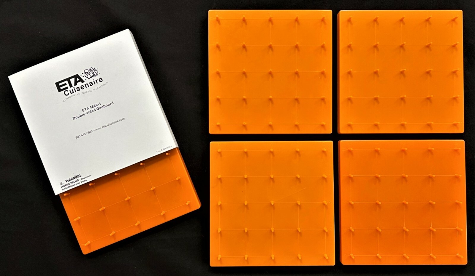 Math – GEOBOARDS – DOUBLE-SIDED, 2-Patterns, Plastic – SET of 5 (ETA Cuisenaire)