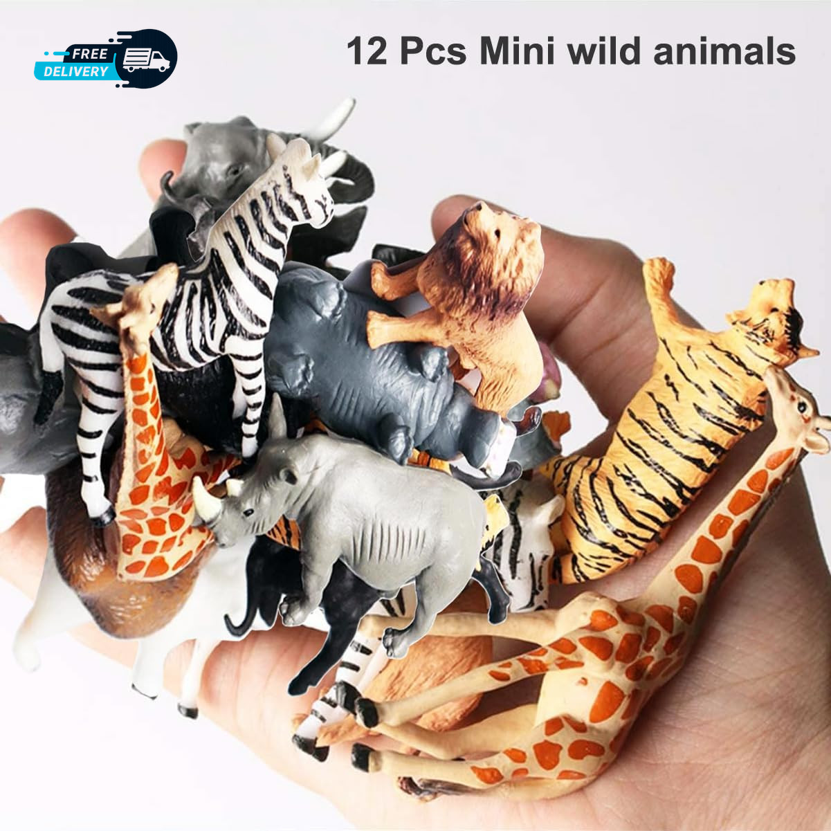 12 Pcs Mini Safari Animals Figures Toys, Realistic Jungle Zoo Animal Figurines