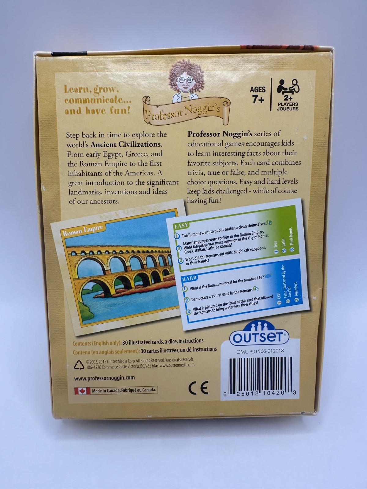 Professor Noggin’s Ancient Civilizations Card Game Ages 7+ COMPLETE History Geog