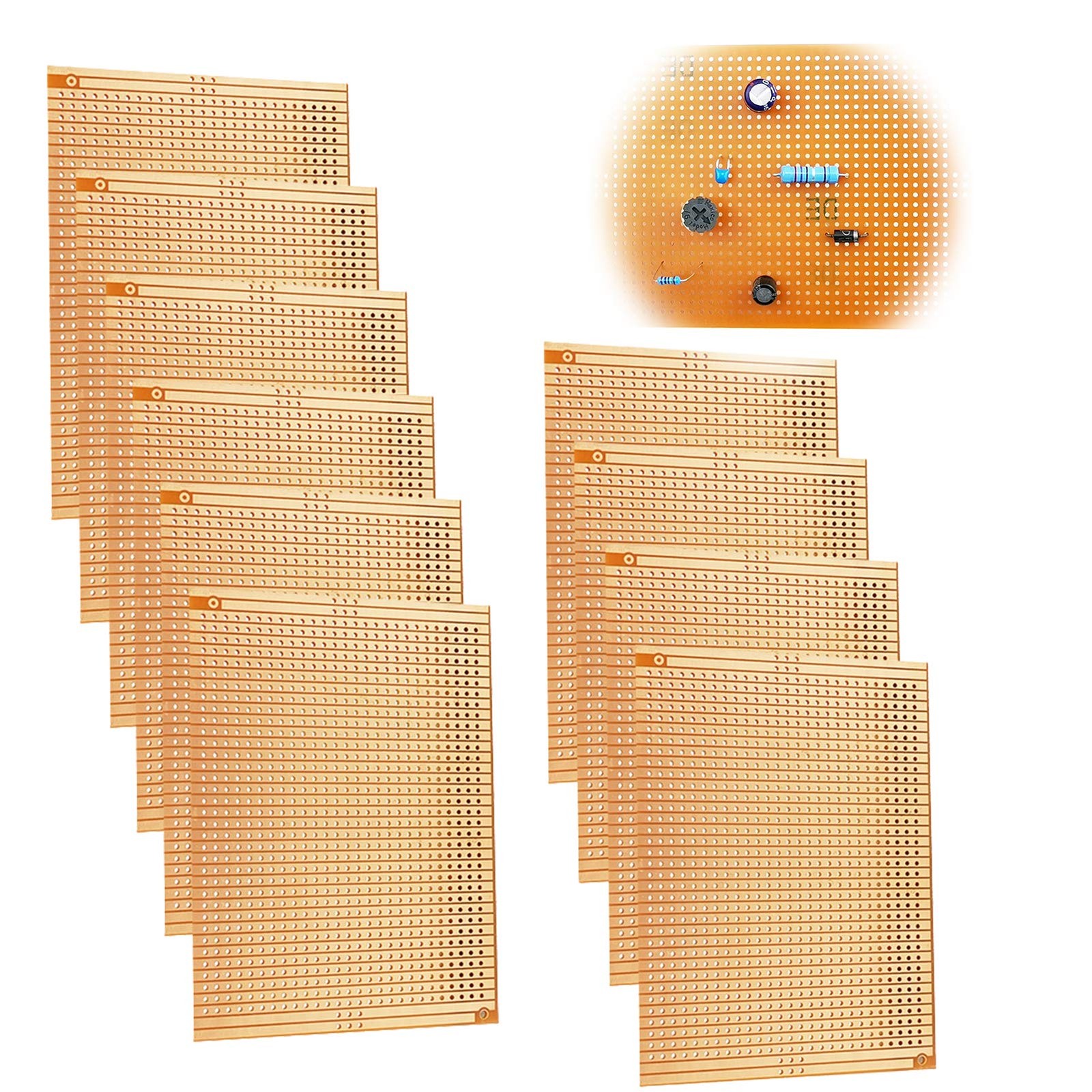 YUNGUI 10 Pieces 73mm x 100mm Circuit Board Copper Strip Board,957 Holes PCB…