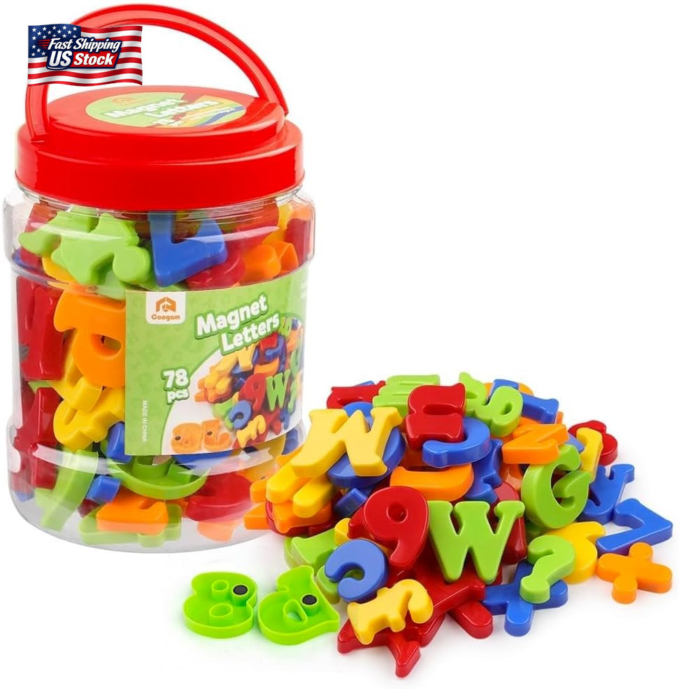 Coogam Magnetic Letters Numbers Alphabet Fridge Magnets Colorful Plastic ABC 123