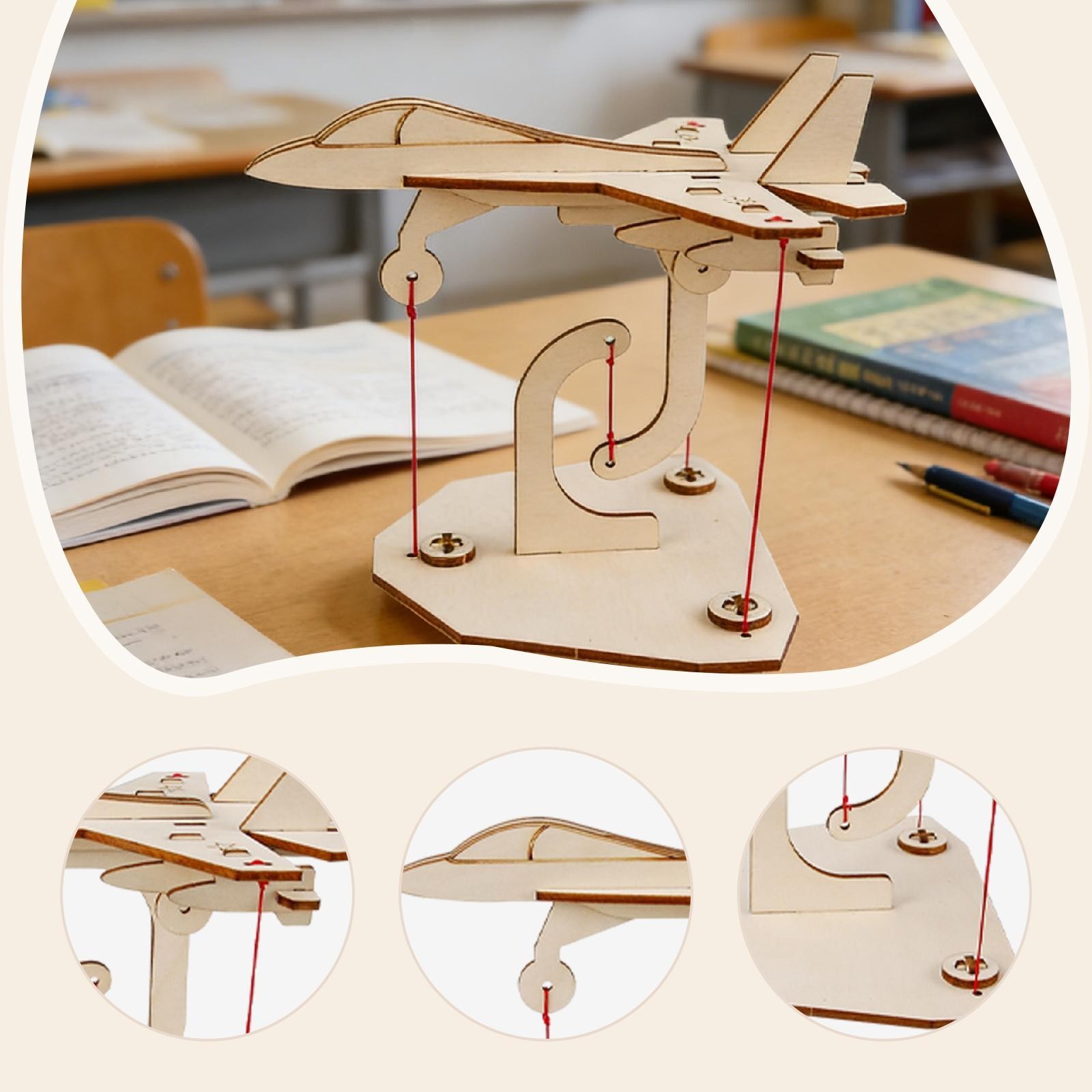 Wooden Suspension Aircraft Model Kit Educational DIY Developing Intelligent Desk