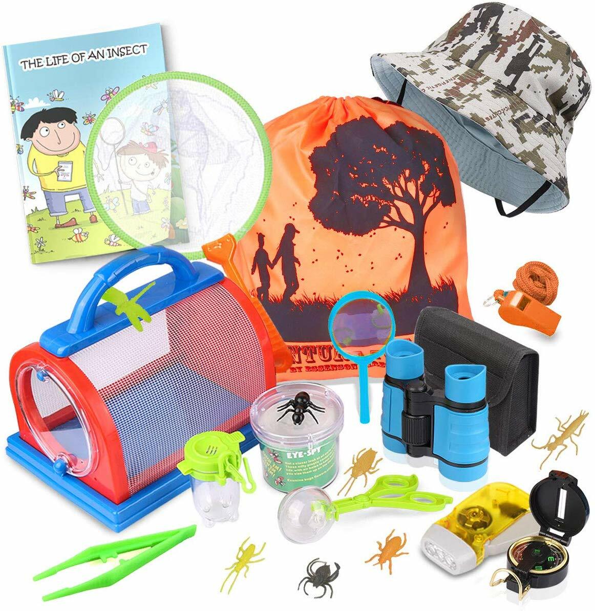 Kids Explorer Kit Bug Catcher Binoculars Flashlight Magnifying Glass Child Gift