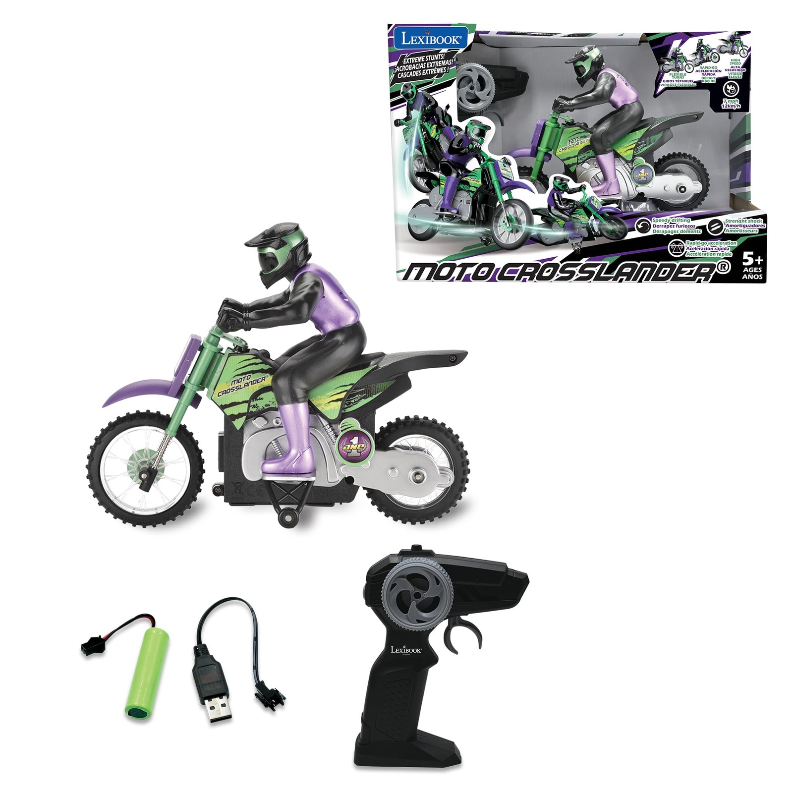 RC18, Crosslander Radio Road Motorcycle, up to 12km/h, Perfect Balance, Light…