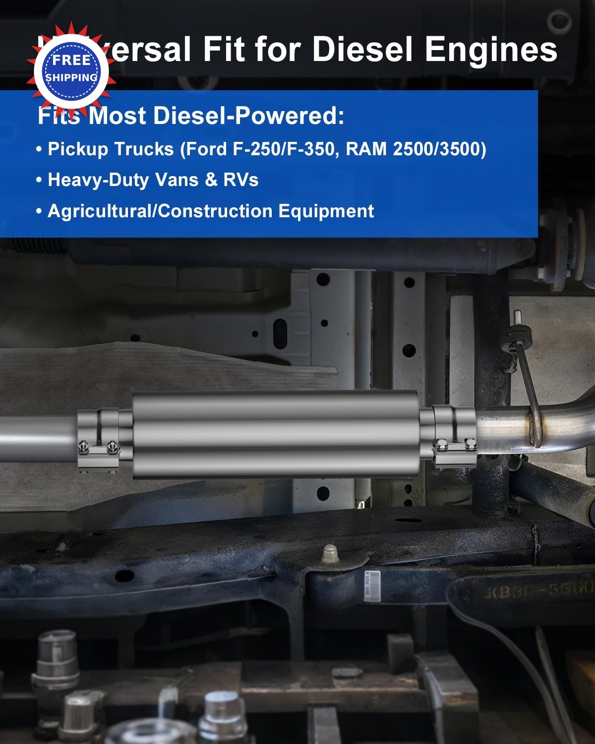 JY PERFORMANCE 4 Inch Inlet Diesel Muffler Exhaust Stainless Steel Welded