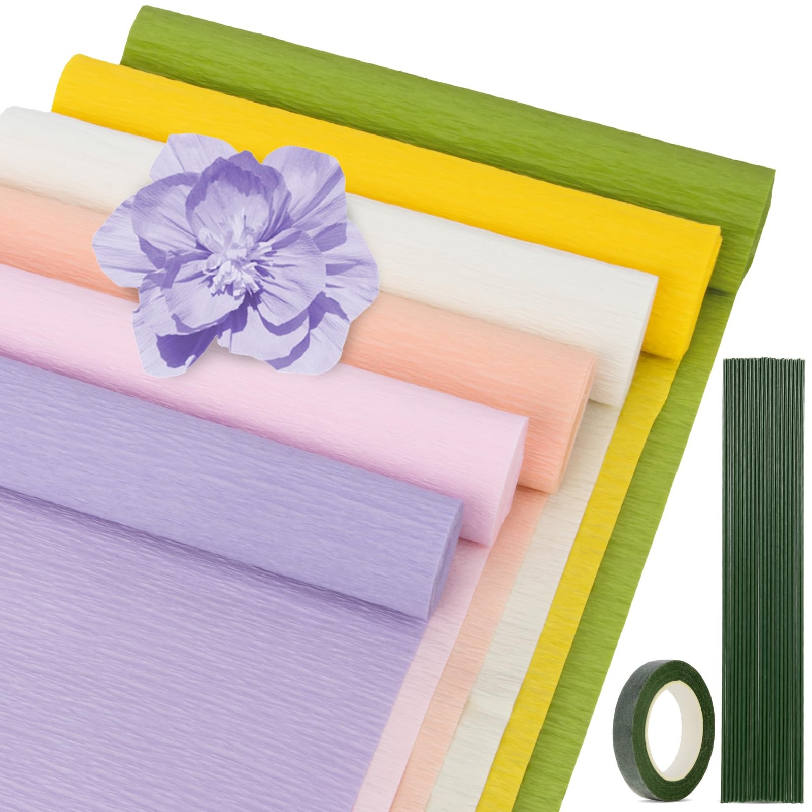RAINFLOW 27 9.8 inches wide x 98 long, White, Yellow, Purple, Pastel