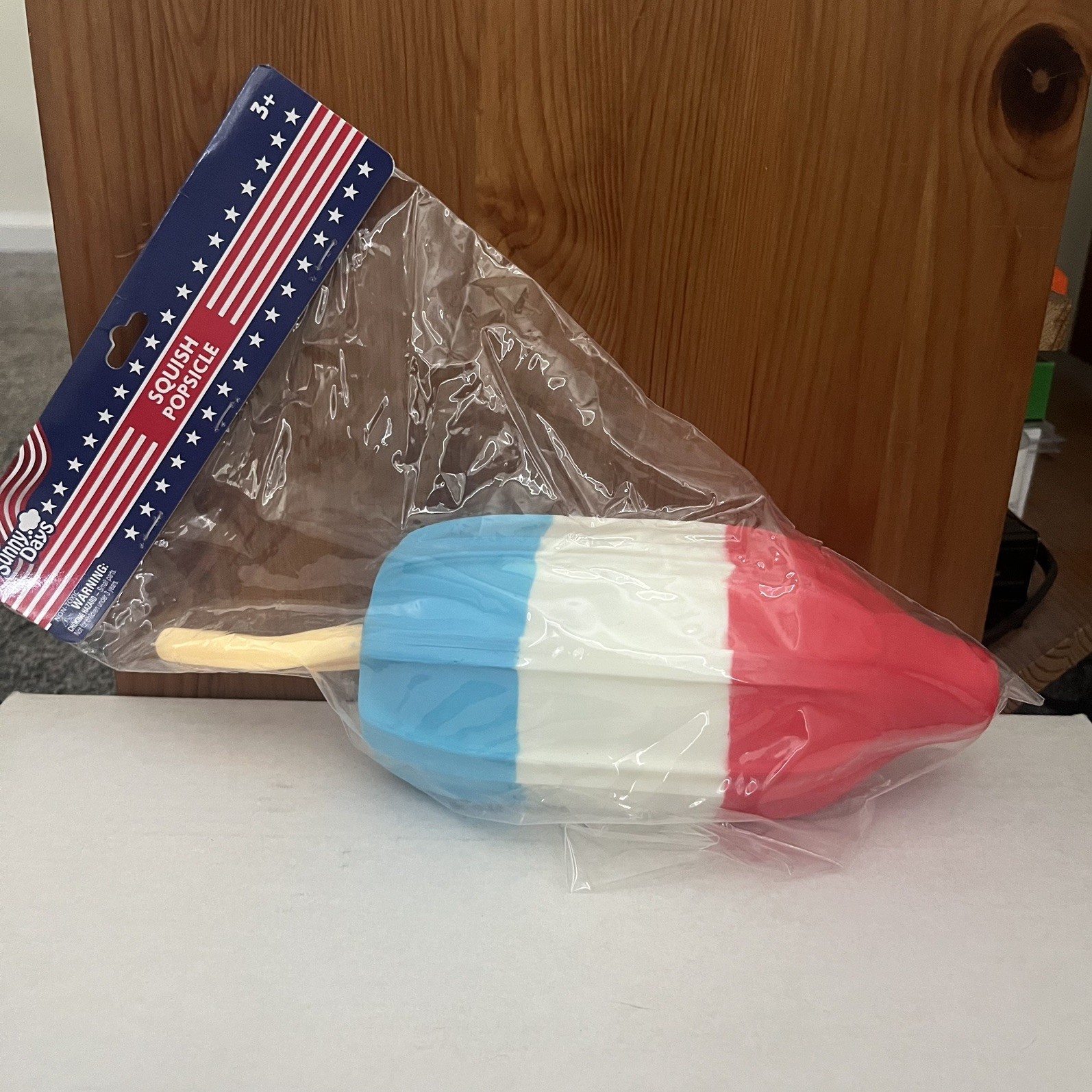 Sunny Days Jumbo Squishy Rocket Bomb Pop Popsicle Squeeezy Red White Blue NEW!