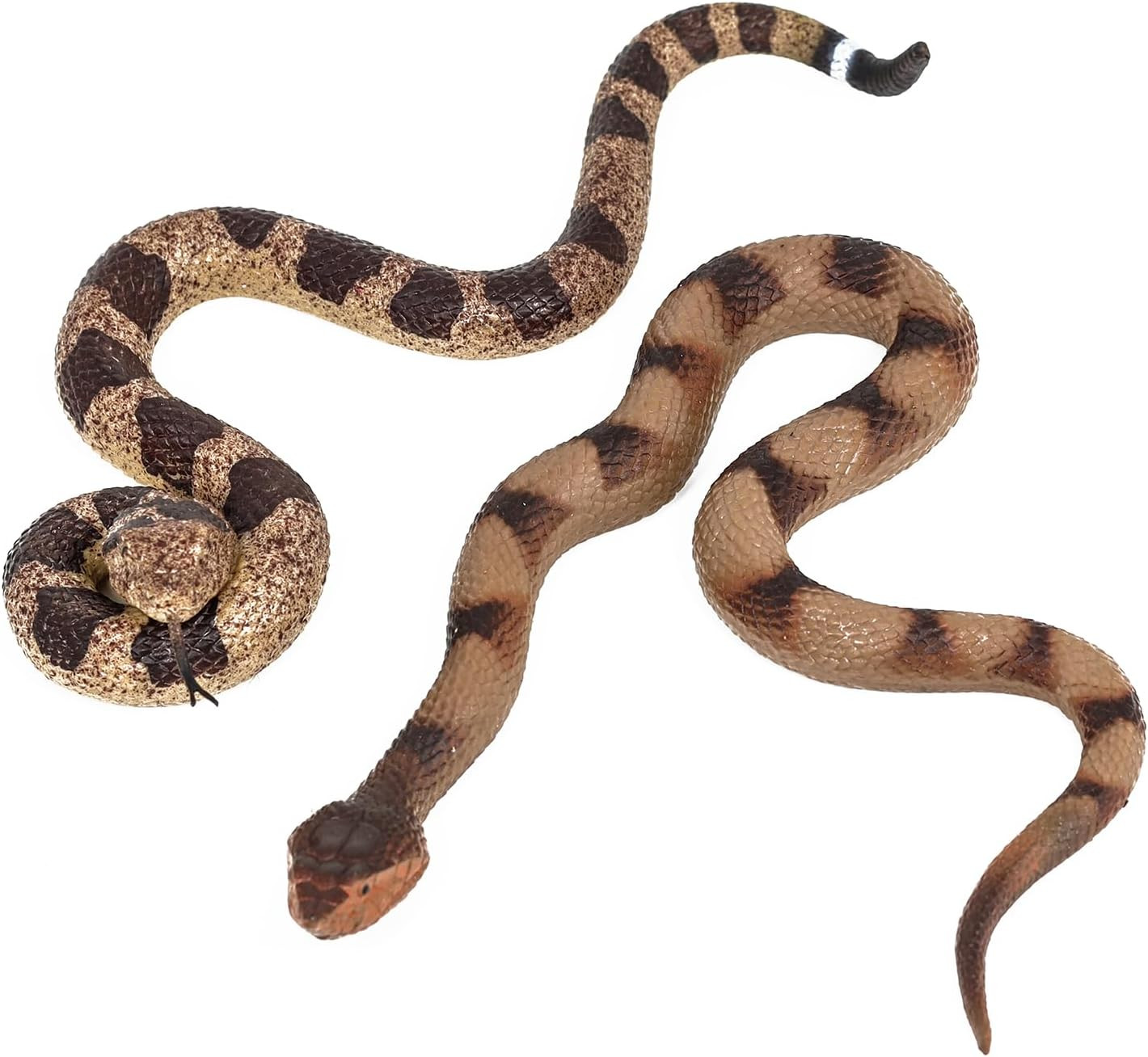 2Pcs Realistic Fake Snakes Toy Lifelike Rubber Rattlesnake Snake -To Keep Birds