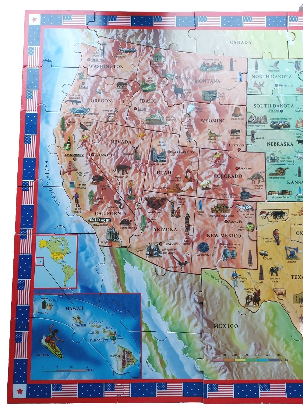 USA Floor Puzzle State Map, 60 pieces Complete, 22.5″ × 36″ Ages 3-5