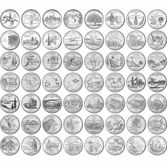 1999 – 2009 State Statehood, DC & Territory Quarter P or D Mint Uncirculated 25C