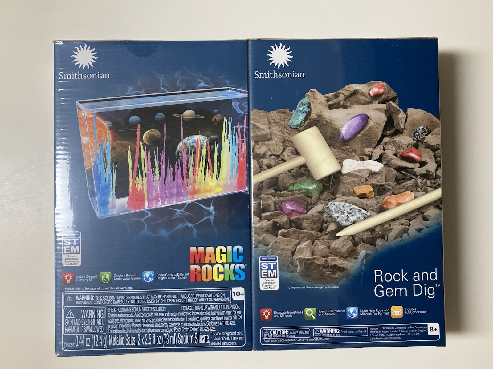 Smithsonian STEM Activity Kits 2 Box Set Magic Rocks + Rock & Gem Dig New Sealed