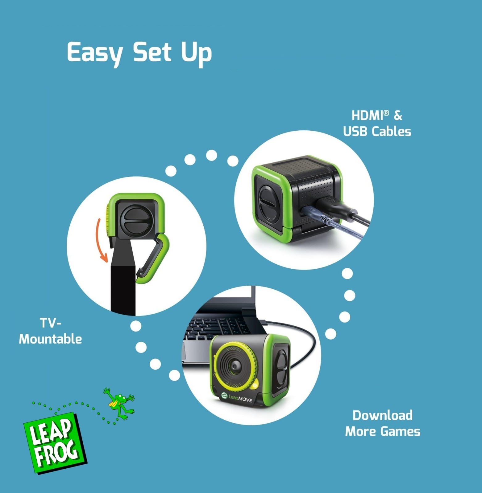 NEW LeapFrog LeapMove Gaming Console Motion-Based Learning 25 Preload Games