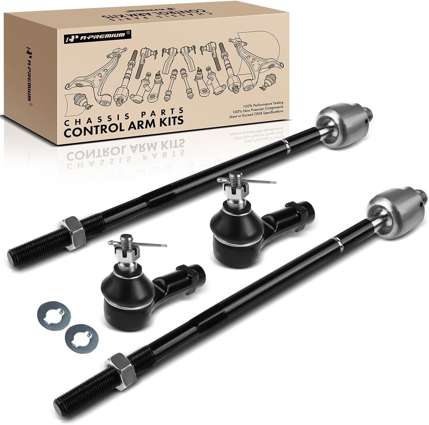 APM Set of 4, Front Inner & Outer Tie Rod End Kit, Compatible with Hyundai