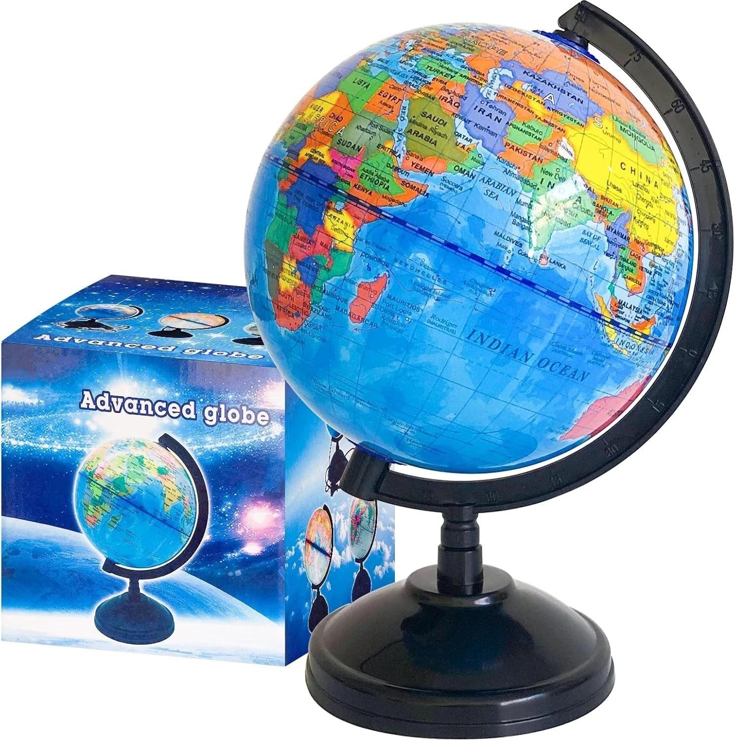 6 Inch World Globe for Kids Rotating Educational Map Desk Classroom Decor