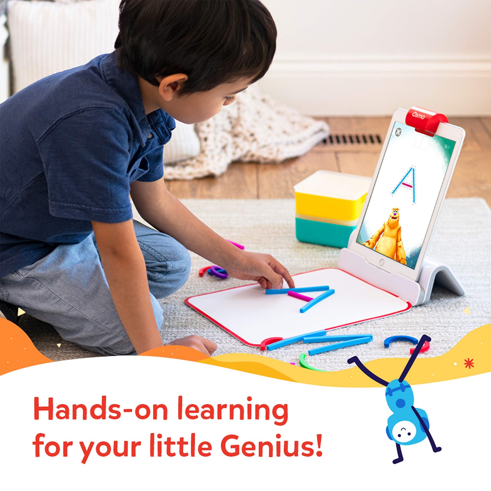 Osmo – Little Genius Starter Kit For Ipad Iphone – 4 Hands-On Learning Games –