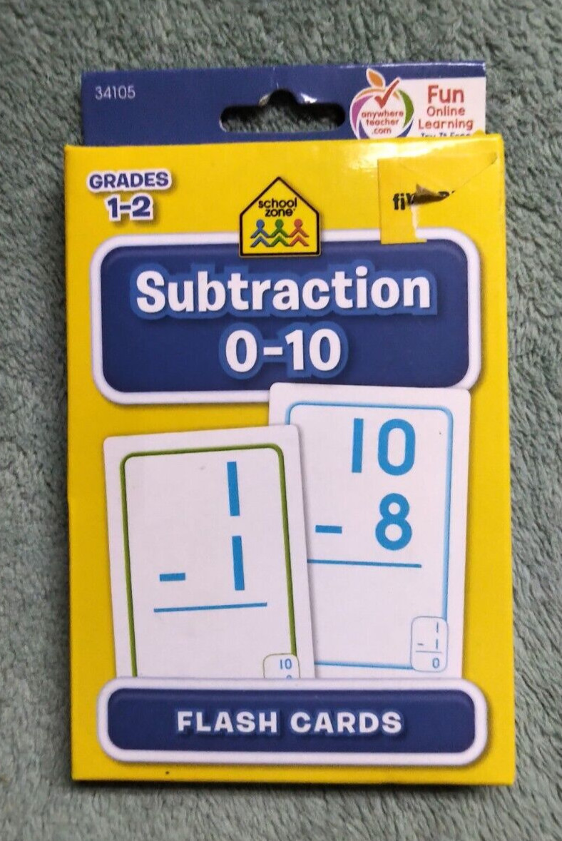 School Zone – Subtraction 0-10 – Flash Cards – Grades 1-2 (ages 6+) – English