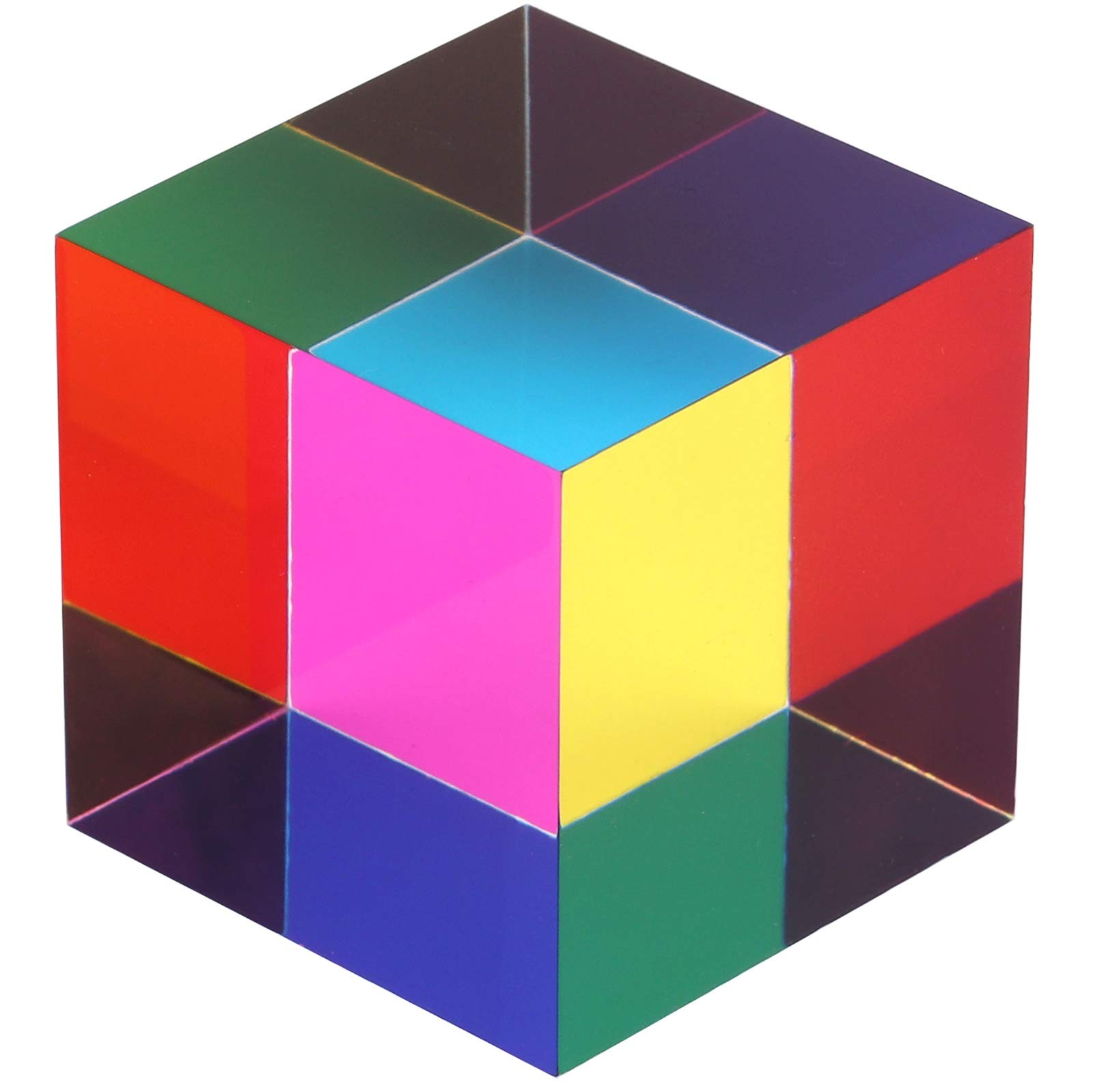 CMY Mixing Color Cube, 50mm (2.0 inch) Colorful Acrylic CMYcube Prism for Hom…