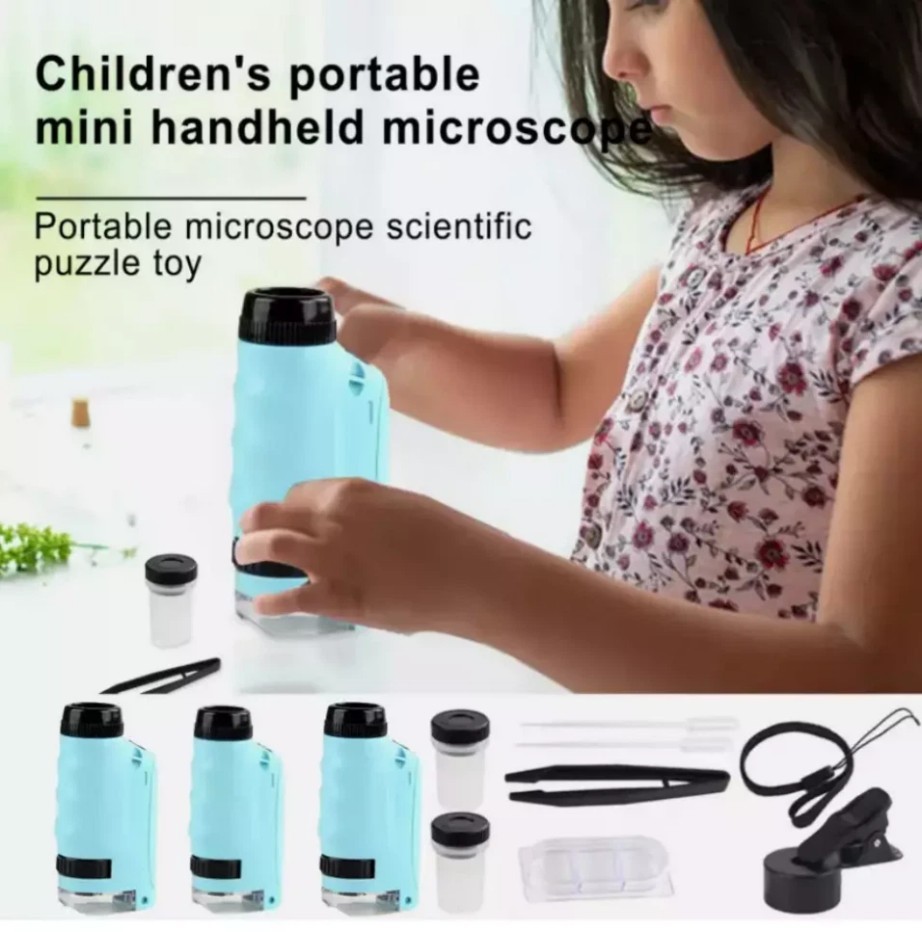 Mini Microscope for Kids, Portable Microscope, LED Lighting Small Handheld*===