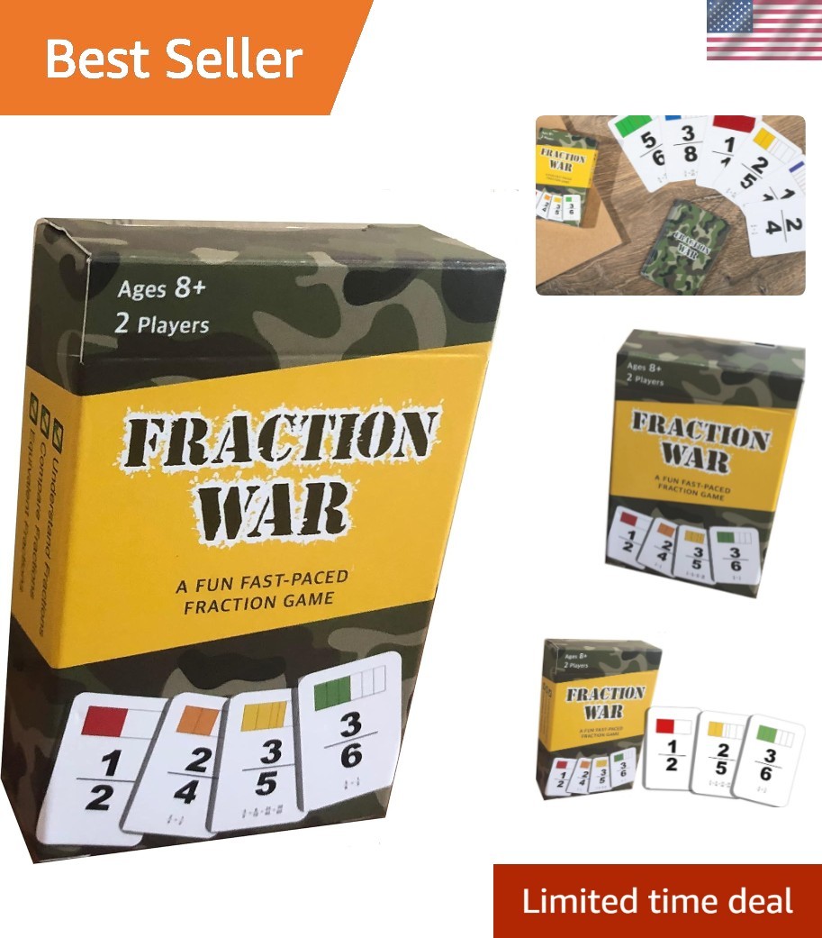 Fraction War Fun Math Game to Learn, Compare and Simplify Fractions for 2nd t…