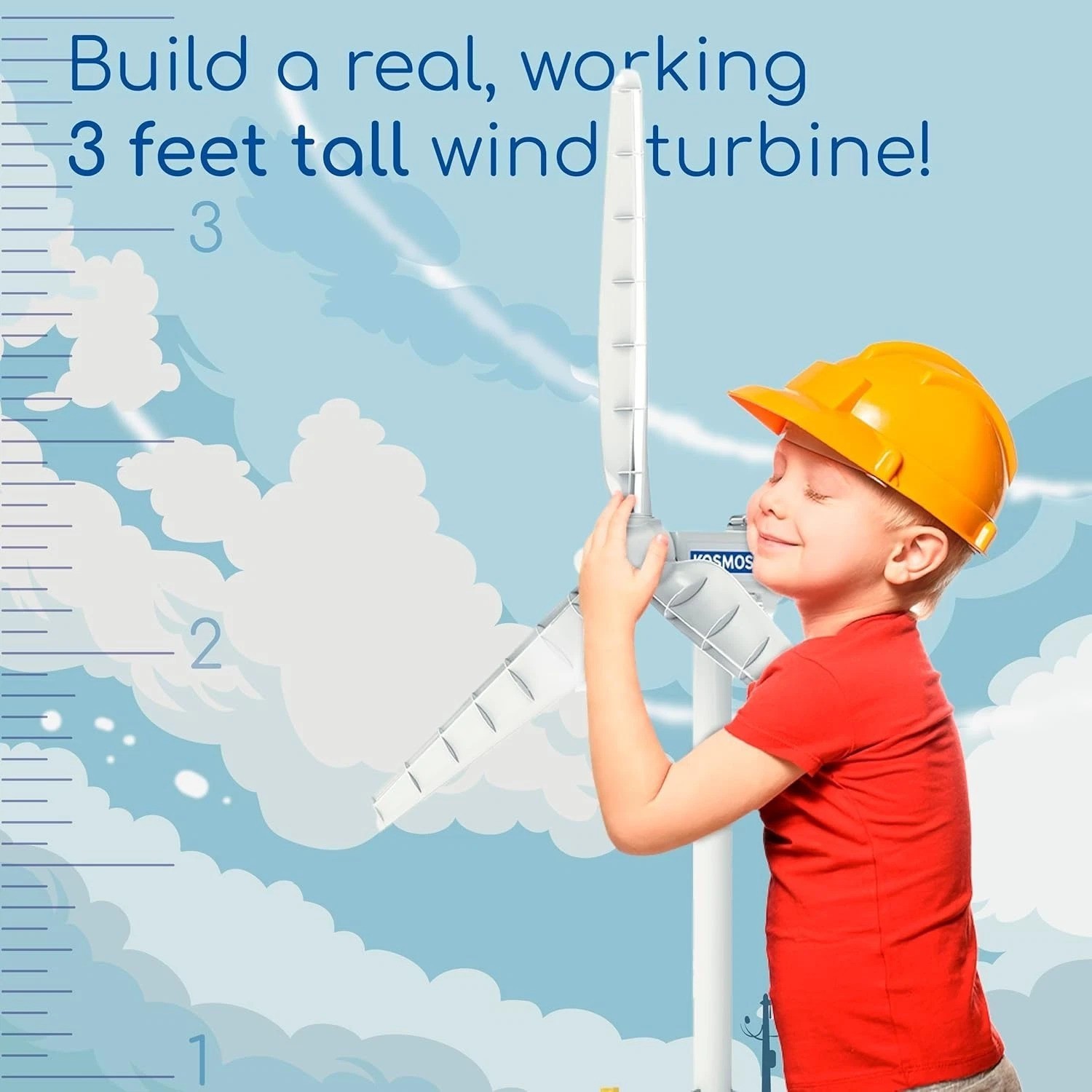 Wind Power V4.0 STEM Experiment Kit | Build a 3ft Wind Turbine to Generate El…