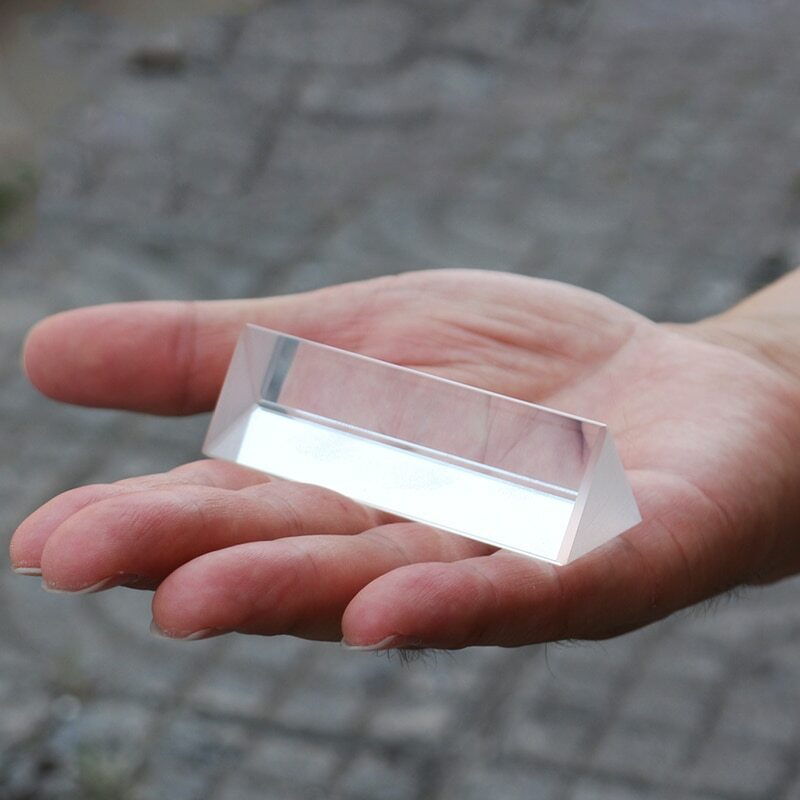 Optical Triangular Prism Physics Teaching Refracted Light Spectrum 25x25x80mm